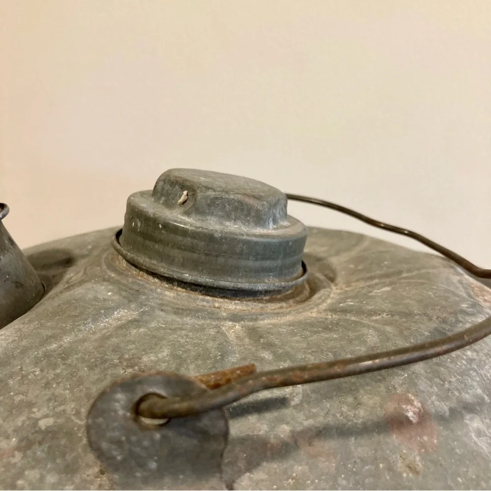 Vintage Galvanized Metal 5 Gallon Pail Sunflower Top Oil Can
